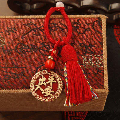FREE Today: Blessing and Fortune Brass Hand-Woven Red String Fu Character Tassel Keychains - Safe Plaque Red Tassel - image 12