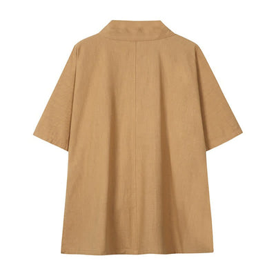 Buddha Stones Spring Summer Minimalist Drawstring Solid Cotton Linen Men's Kimono - image 13