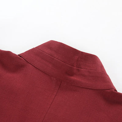 Buddha Stones Spring Summer Minimalist Drawstring Solid Cotton Linen Men's Kimono - image 3