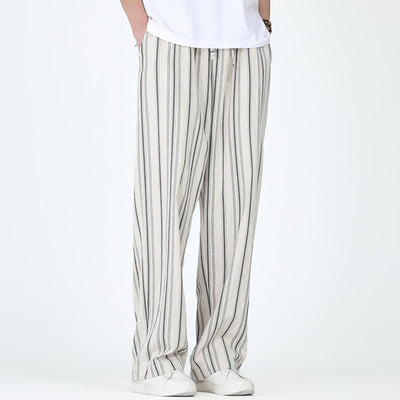 Buddha Stones Spring Summer Casual Vintage Drawstring Vertical Striped Ankle Pants Men's Straight Leg Pants With Pocket - image 11