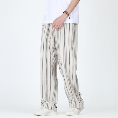 Buddha Stones Spring Summer Casual Vintage Drawstring Vertical Striped Ankle Pants Men's Straight Leg Pants With Pocket - image 14