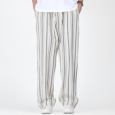 Buddha Stones Spring Summer Casual Vintage Drawstring Vertical Striped Ankle Pants Men's Straight Leg Pants With Pocket - image 15