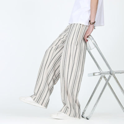 Buddha Stones Spring Summer Casual Vintage Drawstring Vertical Striped Ankle Pants Men's Straight Leg Pants With Pocket - image 16