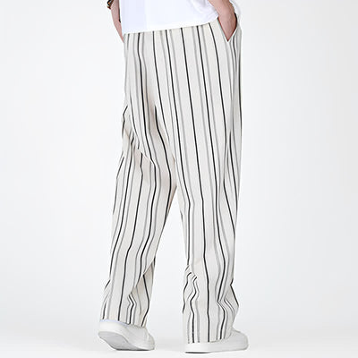 Buddha Stones Spring Summer Casual Vintage Drawstring Vertical Striped Ankle Pants Men's Straight Leg Pants With Pocket - image 13