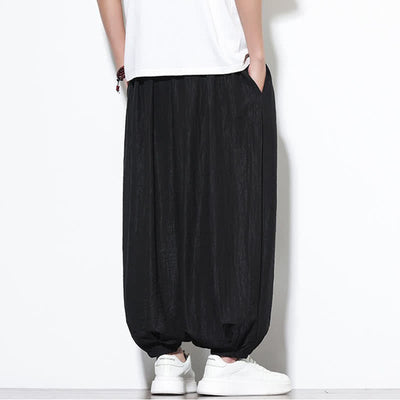 Buddha Stones Summer Casual Boho Drawstring Solid Cropped Pants Men's Harem Pants With Pocket - image 13