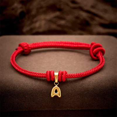 Buddha Stones Titanium Steel Letter Red String Faith Bracelet - image 4