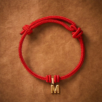 Buddha Stones Titanium Steel Letter Red String Faith Bracelet - M - 6.7–7.5 in (17–19 cm) - image 35