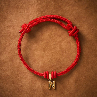 Buddha Stones Titanium Steel Letter Red String Faith Bracelet - N - 6.7–7.5 in (17–19 cm) - image 36