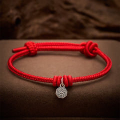 Buddha Stones 925 Sterling Silver Bagua Red String Connection Bracelet - Red String - 6.7–7.5 in (17–19 cm) - image 0