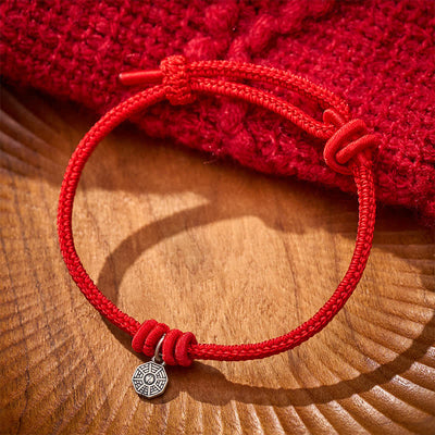 Buddha Stones 925 Sterling Silver Bagua Red String Connection Bracelet - image 3