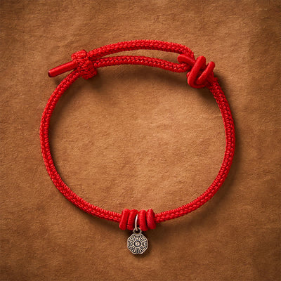 Buddha Stones 925 Sterling Silver Bagua Red String Connection Bracelet - image 1