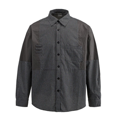 Buddha Stones Spring Fall Vintage Button-Up Plaid Men's Long Sleeve Shirts With Pocket - image 9