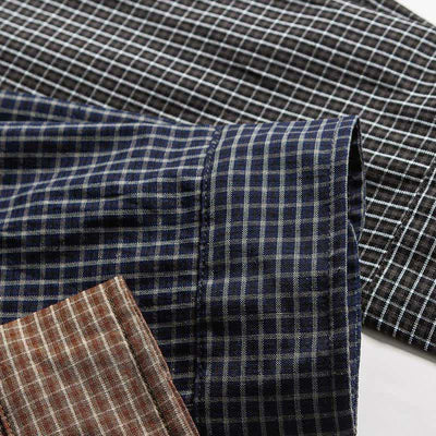Buddha Stones Spring Fall Vintage Button-Up Plaid Men's Long Sleeve Shirts With Pocket - image 20