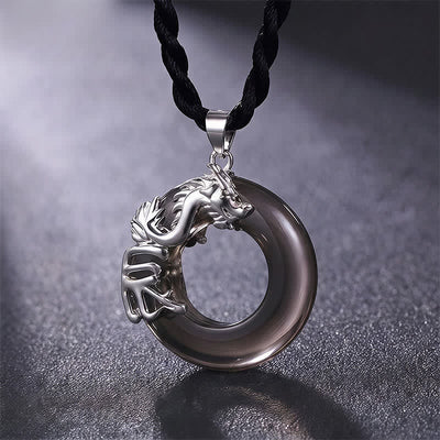 Buddha Stones Chinese Zodiac Peace Buckle Fortune Pendant Necklace - Dragon - image 0