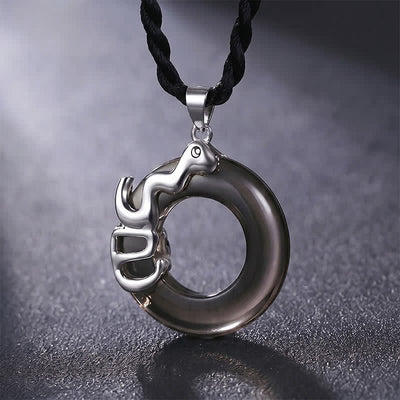 Buddha Stones Chinese Zodiac Peace Buckle Fortune Pendant Necklace - Snake - image 11
