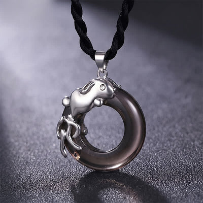 Buddha Stones Chinese Zodiac Peace Buckle Fortune Pendant Necklace - Rabbit - image 6