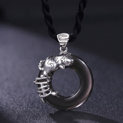 Buddha Stones Chinese Zodiac Peace Buckle Fortune Pendant Necklace - Tiger - image 5
