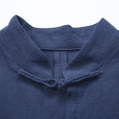 Buddha Stones Solid Color Casual Frog-button Men's Shirt Clothing - image 10