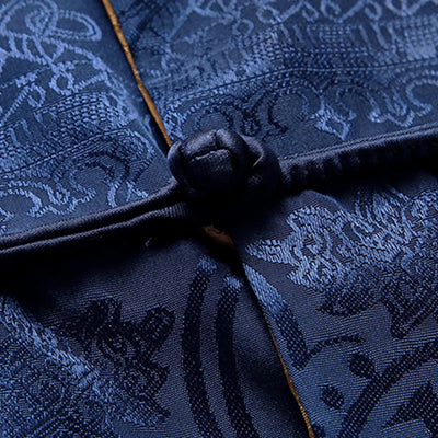 Buddha Stones 2Pcs Men's Tang Suit Koi Fish Pattern Frog-Button Long Sleeve Shirt Pants Set - image 12