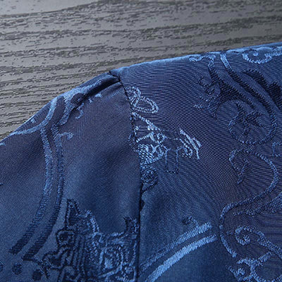 Buddha Stones 2Pcs Men's Tang Suit Koi Fish Pattern Frog-Button Long Sleeve Shirt Pants Set - image 11