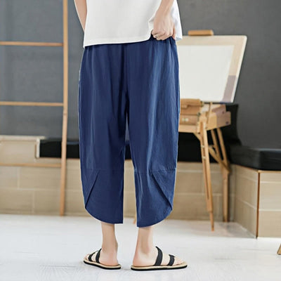 Buddha Stones Summer Men's Solid Color 7-8 Length Drawstring Pants With Pockets - image 25