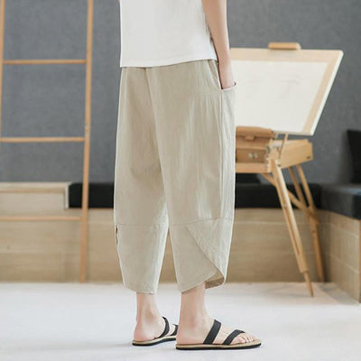 Buddha Stones Summer Men's Solid Color 7-8 Length Drawstring Pants With Pockets - image 40