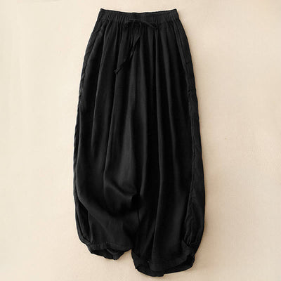 Buddha Stones Summer Elastic Waist Women's Capri Cropped Harem Pants With Pockets - Black - US8-10，UK/AU12-14，EU40-42 (2XL) - image 10