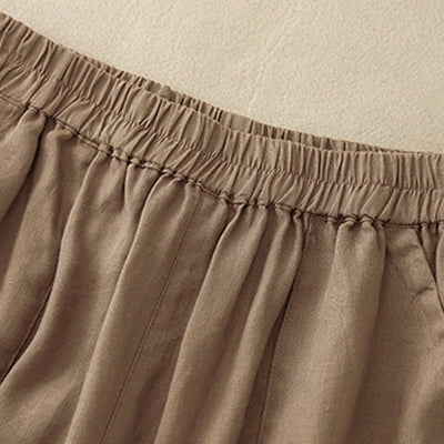 Buddha Stones Summer Casual Plain Women's Elasti Straight Shorts With Pockets - image 1