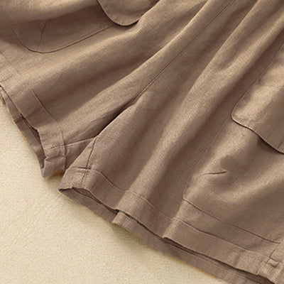 Buddha Stones Summer Casual Plain Women's Elasti Straight Shorts With Pockets - image 2