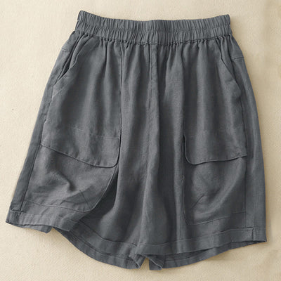 Buddha Stones Summer Casual Plain Women's Elasti Straight Shorts With Pockets - DimGray - US12，UK/AU16，EU44 (2XL) - image 19