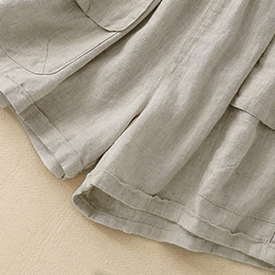 Buddha Stones Summer Casual Plain Women's Elasti Straight Shorts With Pockets - image 15