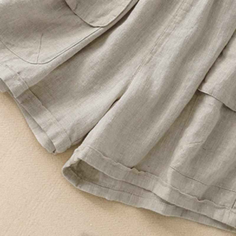 Buddha Stones Summer Casual Plain Women's Elasti Straight Shorts With Pockets - image 15