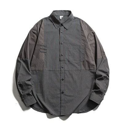 Buddha Stones Spring Fall Vintage Button-Up Plaid Men's Long Sleeve Shirts With Pocket - DimGray - US/UK/AU40，EU50 (2XL) - image 8
