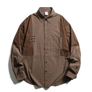 Foviel Spring Fall Vintage Button-Up Plaid Men's Long Sleeve Shirts With Pocket