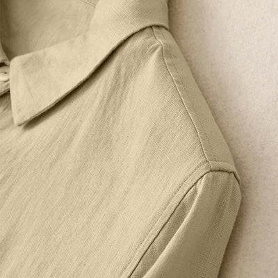Buddha Stones Fall Commute Plain Buttons Design Long Sleeve Knee Length Dress With Pockets - image 12