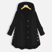Foviel Herbst Weizenohrmuster mittellang Design Damen lange Ärmel Kapuzenmantel mit Taschen