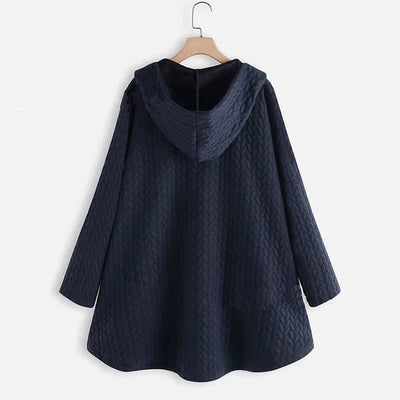 Buddha Stones Fall Wheat Ear Pattern Mid-length Design Women's Long Sleeve Hooded Coat With Pockets - image 8