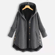 Manteau mi-long à capuche pour femme Foviel avec motif d'épis de blé, manches longues et poches