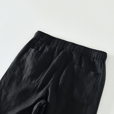 Buddha Stones Fall Solid Drawstring Elastic Waist Men's Linen Ankle-Length Pants With Pockets - image 7