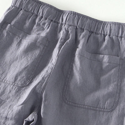 Buddha Stones Fall Solid Drawstring Elastic Waist Men's Linen Ankle-Length Pants With Pockets - image 17