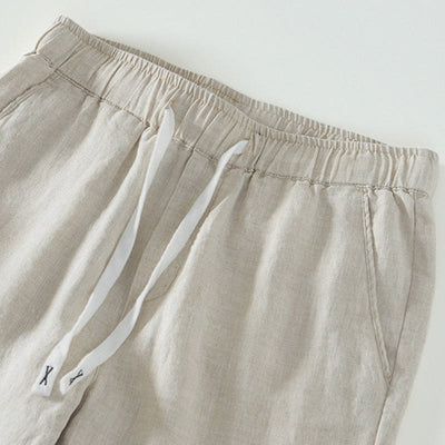 Buddha Stones Fall Solid Drawstring Elastic Waist Men's Linen Ankle-Length Pants With Pockets - image 2