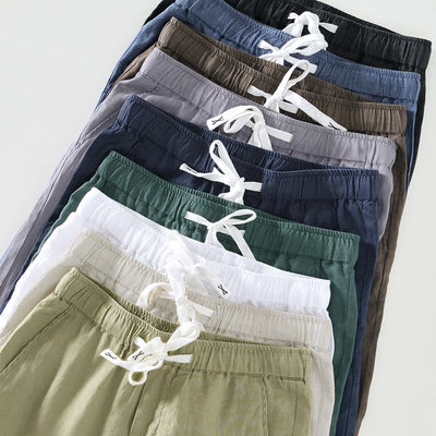 Buddha Stones Fall Solid Drawstring Elastic Waist Men's Linen Ankle-Length Pants With Pockets - image 32