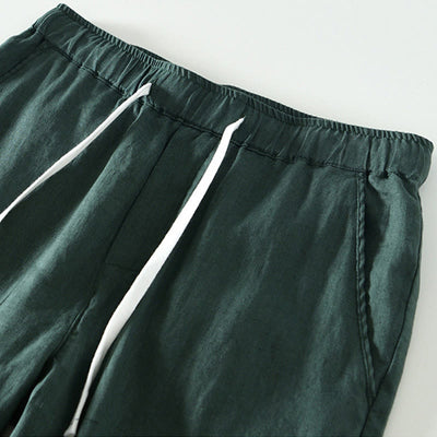 Buddha Stones Fall Solid Drawstring Elastic Waist Men's Linen Ankle-Length Pants With Pockets - image 26
