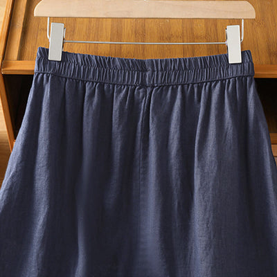 Buddha Stones Summer Casual Vintage Side Slit Solid Flowers Women's Skirts With Pocket - image 11