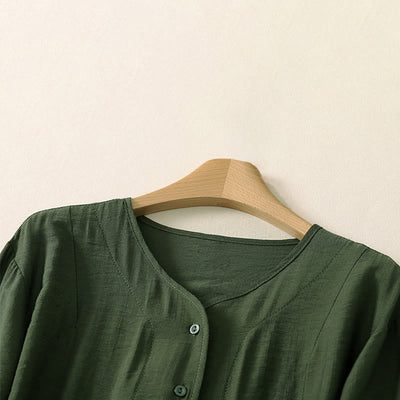 Buddha Stones Summer Casual Minimalist Button-Up Solid Women's Long Sleeve Shirts - image 14