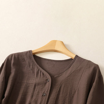 Buddha Stones Summer Casual Minimalist Button-Up Solid Women's Long Sleeve Shirts - image 18