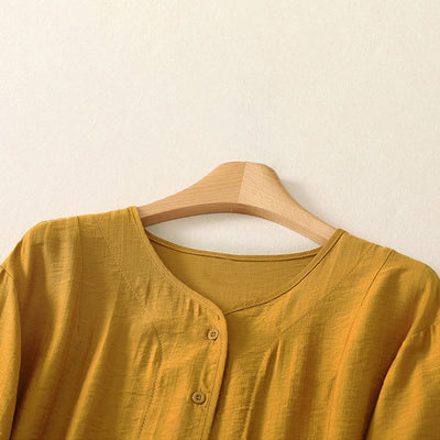 Buddha Stones Summer Casual Minimalist Button-Up Solid Women's Long Sleeve Shirts - image 2