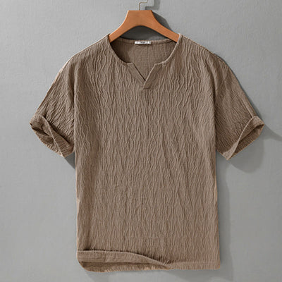 Buddha Stones Summer Casual Minimalist Solid V-Neck Men's Short Sleeve T-Shirts - image 6