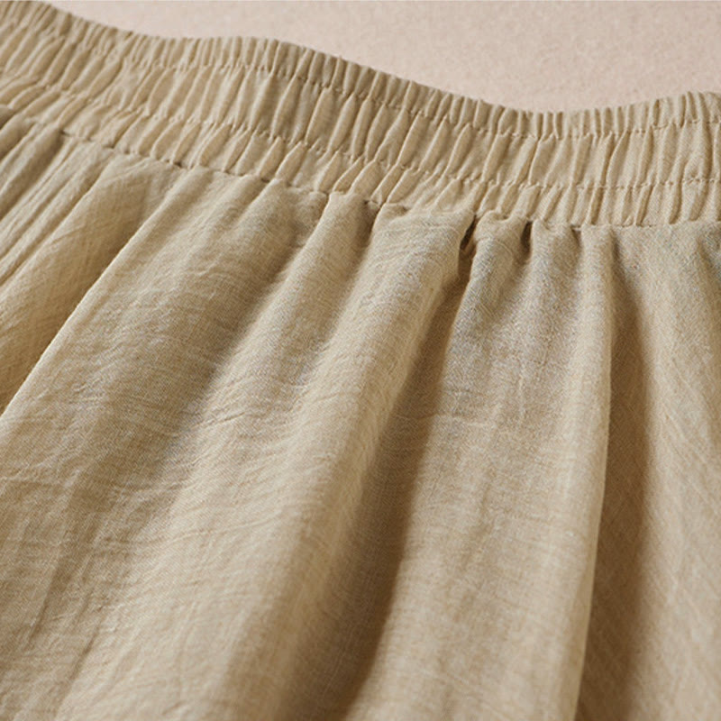 Buddha Stones Vintage Casual Pure Color High Waist Women's Skirt - image 3