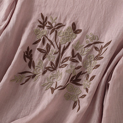 Buddha Stones Retro Embroidery Floral Three Quarter Sleeve Women's T-Shirt - image 28